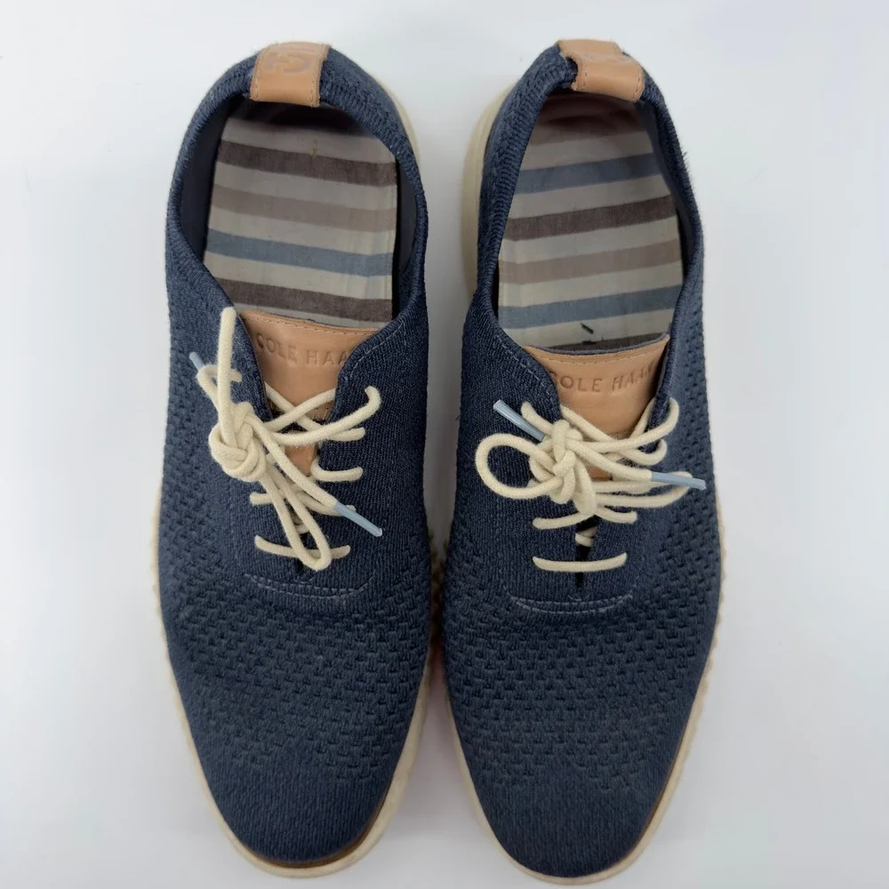 Cole Haan Zerogrand Stitchlite Oxford Navy Blue Knit Mens Shoes Size 11.5‎